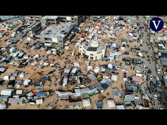 Imágenes aéreas del enorme campo de desplazados en el extremo sur de Gaza