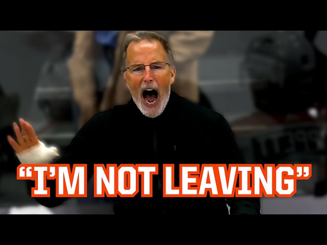 Tortorella gets ejected from the game but refuses to leave, a breakdown