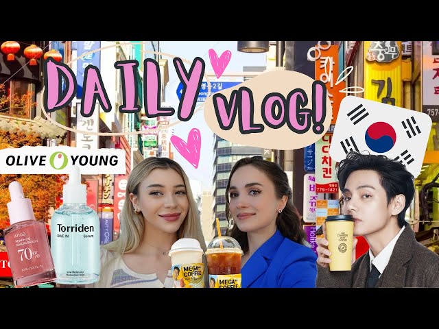 Eliska&Vendy| Korea Vlog: Myeongdong streetfood, nákupy, OLIVE YOUNG, zničily jsme fotostudio & more