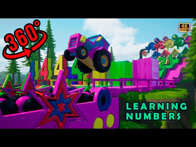 360 VR 🚜Tractor Racing Track and Eats Colored Numbers!🚜 #farmlife #farming #360video