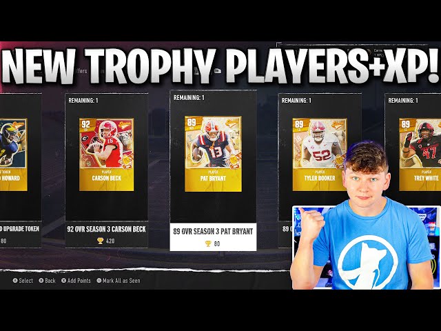 NEW SEASON 3 TROPHY PLAYERS AND XP! 92 CARSON BECK!