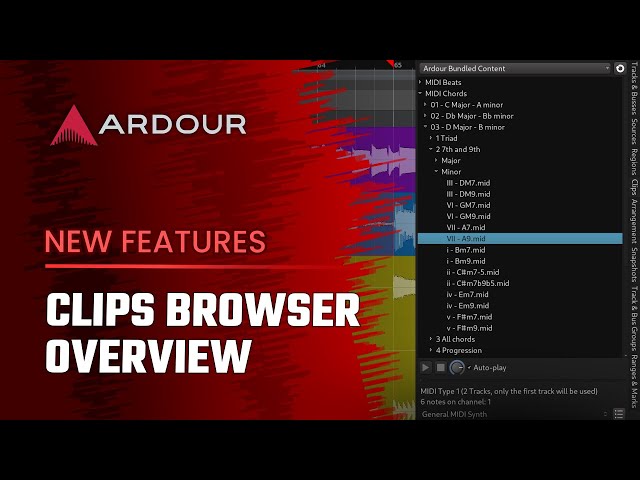 Ardour 7 : Clips Browser Overview