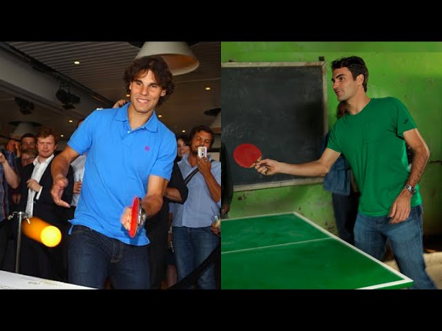 Tennis Players Playing Ping-Pong