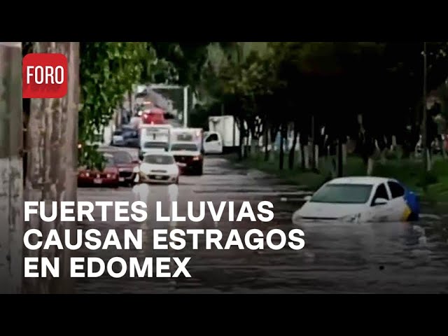 Vehículos varados por inundaciones tras tormenta en el Estado de México - Las Noticias