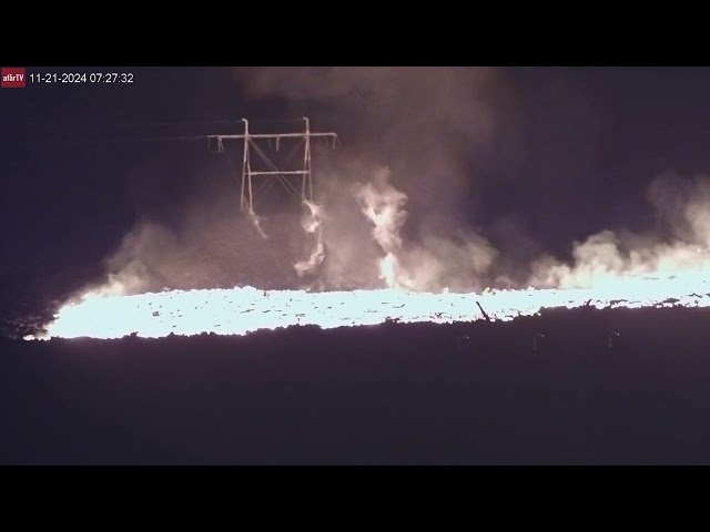 Nov 21, 2024: Powerlines Melt from Lava River at Iceland Volcano