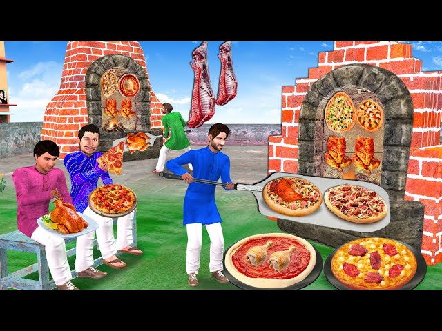 Brick Tandoor Oven Chicken Mutton Pizza Cooking Recipe Street Food Hindi Kahaniya Moral Stories