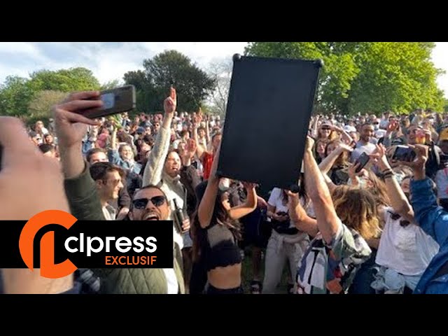 Fête géante aux Buttes Chaumont de 300 personnes en plein confinement (25 avril 2021, Paris) [4K]