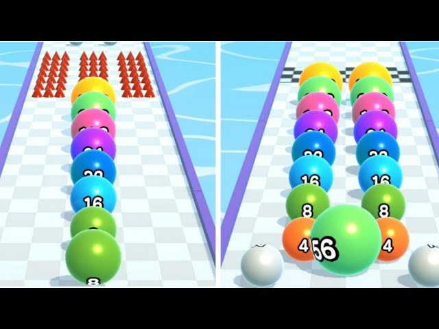 Ballrun 2048 ⚽🎱🏀 - relaxing shorts video and Satisfying / all level walkthrough 🕹️🎮