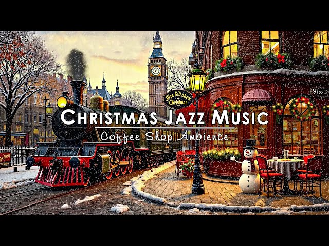 Instrumental Christmas Jazz Music with Snow Falling for Unwind ☕ Cozy Christmas Coffee Shop Ambience