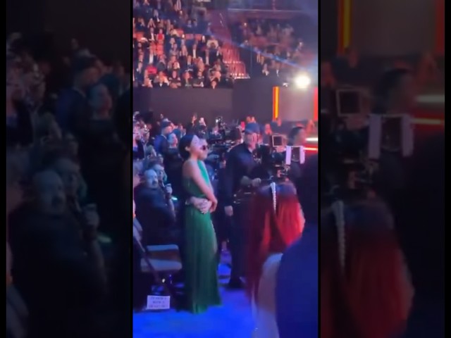 Christian Nodal y Ángela Aguilar disfrutando del show de Luis Fonsi en latín Grammy #shorts