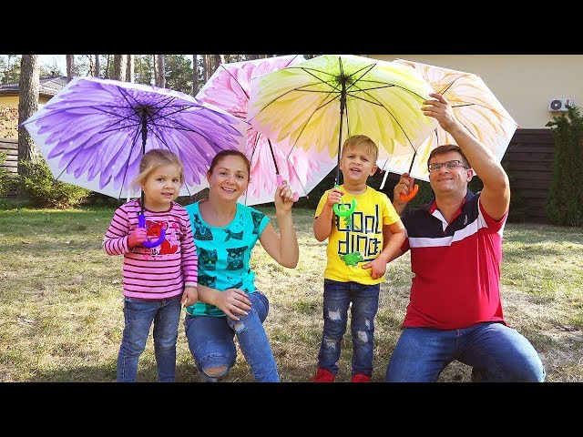 Rain, Rain Go Away Song Nursery Rhymes with Roma, Diana, Mommy and Daddy, Family Songs for Children