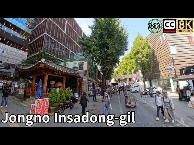 Jongno Insadong-gil, Seoul Walking 8K 360° Video Subtitles