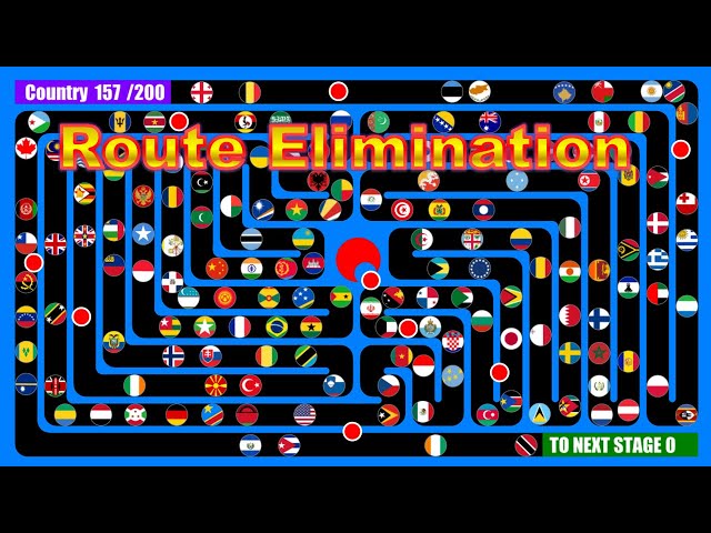 Route Elimination ~200 countries marble race #23~ in Algodoo | Marble Factory