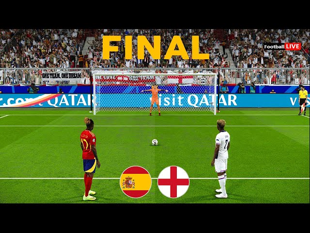 Spain Vs England FINAL - Penalty Shootout - UEFA Euro 2024 | Yamal vs Saka | PES Gameplay