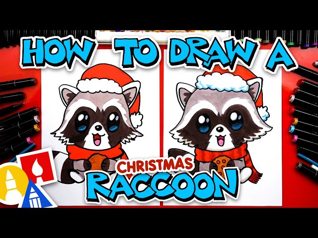 How To Draw A Christmas Raccoon