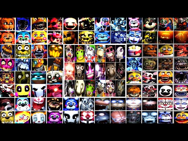 FNAF ALL JUMPSCARES FNAF SECURITY BREACH 1, 2, 3, 4, SL, 6, UCN, VR, COD, AR, SB