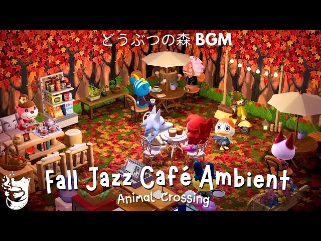 Fall Jazz Café Ambience 🍁 | Cozy Animal Crossing BGM 🎶 Relaxing & Smooth Jazz Music for Study & Work