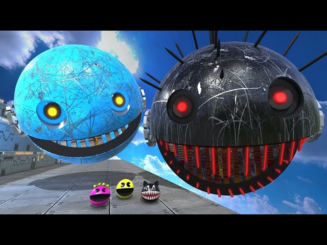 Pacman vs Monsters Compilation | Pacman & Mecha Dog & Droid Pacman vs Biped Robot Monster