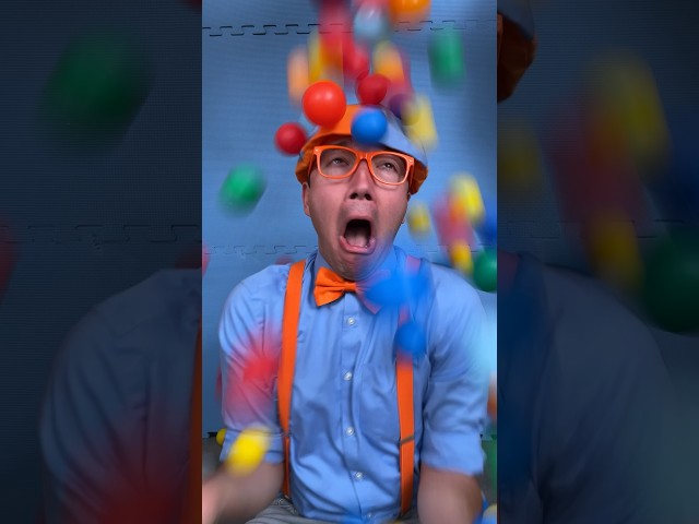 How many rainbow balls can Blippi count?! 🔴🔵🟣 #blippi #shorts