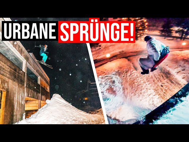 SKI & SCHLITTEN STUNTS in der STADT! | Backflip am ERSTEN SKI-TAG & 4M Sprünge in Arosa🇨🇭