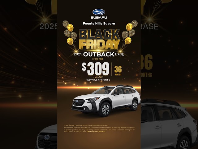 #Subaru Black Friday Specials! | #Solterra #Crosstrek #Forester #Outback  | Puente Hills Subaru