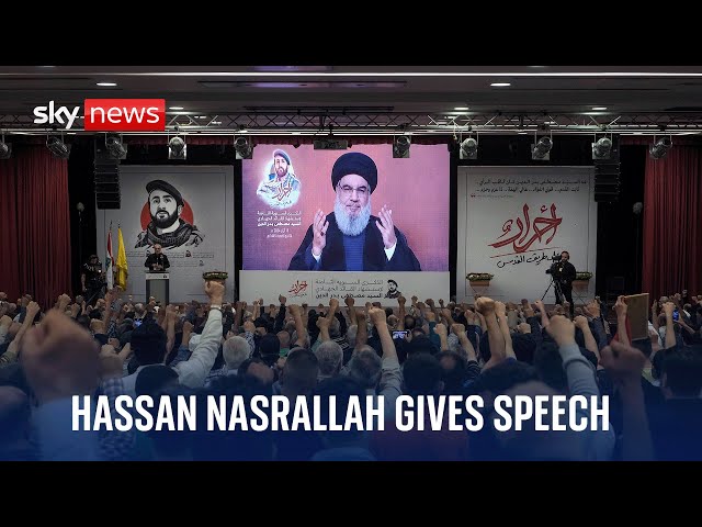 Hezbollah leader Hassan Nasrallah gives speech a week on from killing of Fouad Shukur