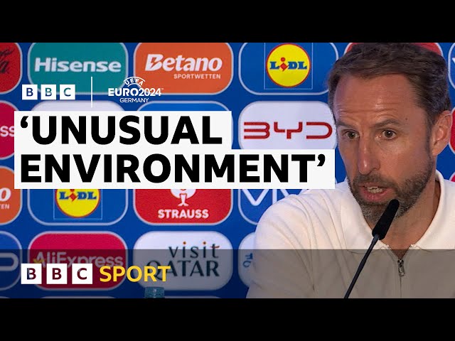 Southgate 'aware' of thrown beer cups but urges fans to stay with team | Uefa Euro 2024 | BBC Sport