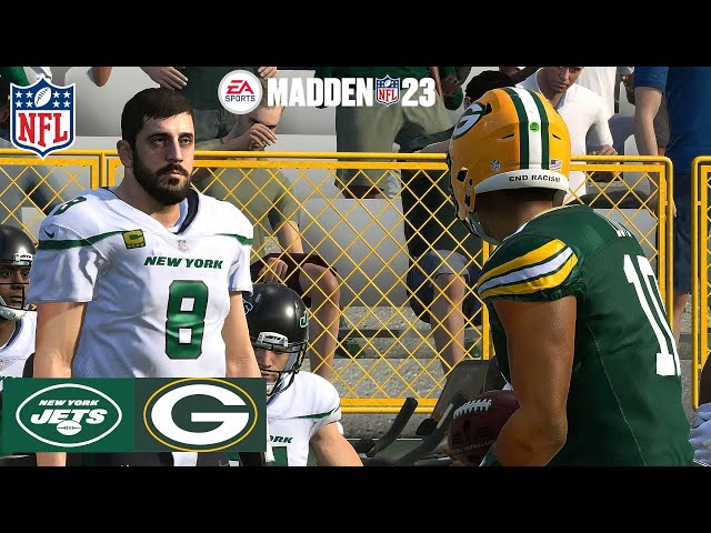 Madden 23 Aaron Rodgers Jets vs Jordan Love Packers Simulation (Madden 24 Rosters) PS5 4k Game Play