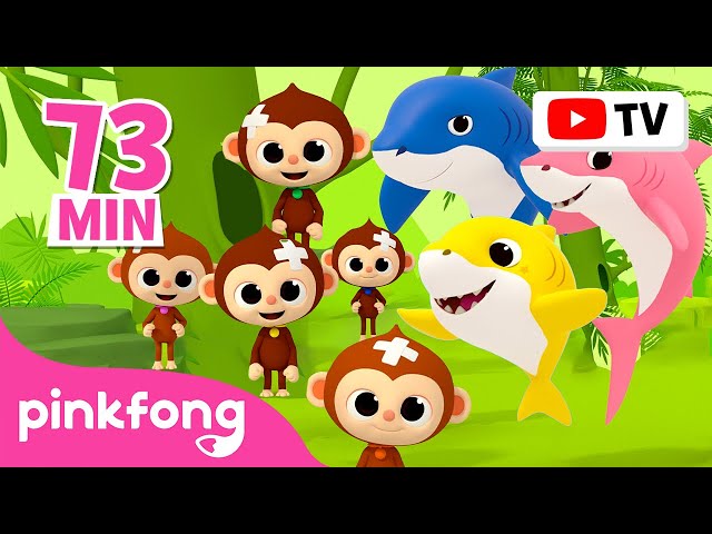 [TV for Kids] 🐒 BEST Monkey Banana Dance X Baby Shark! | Summer Outdoor Playlist | Pinkfong for Kids