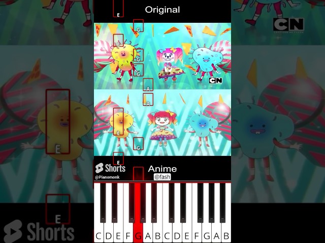 The Amazing World of Gumball Anime vs Original (@fash) - Octave Piano Tutorial