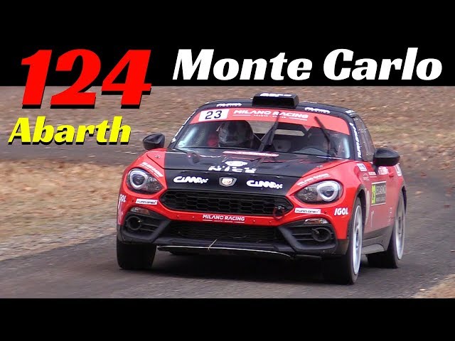 Fiat 124 Abarth Rally R-GT - WRC Rally Monte Carlo 2018 - Action, Flatout, Powerslide & Pure Sound!