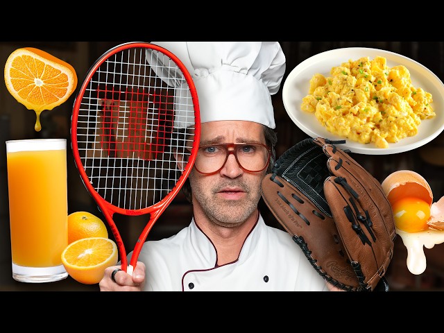 Cooking Breakfast With Sports Equipment