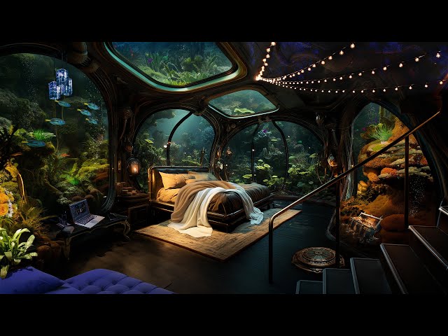 Aquarium Bedroom | Under the Sea Living | Relaxing Underwater and Bubbling Sounds for Sleep | 10 hrs