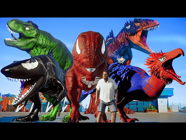 Pro 8 SuperHero Dinosaurs Team |SPIDER-MAN Dinosaur spectacular Transformation with Hulk, Venom..|