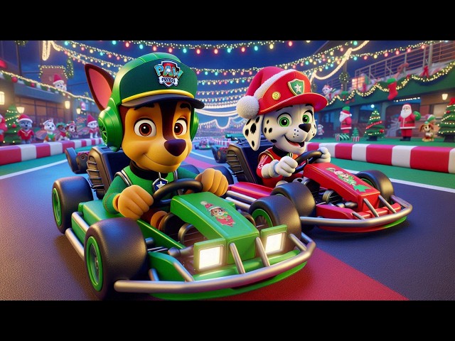 Paw Patrol Ultimate Rescue - CHASE x MARSHALL Merry Christmas Racing!! Funny Story - Rainbow 3