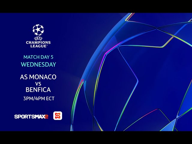 Watch UEFA Champions League | AS Monaco vs Benfica | Wed. Nov. 27 | on SportsMax2 and SportsMax App!