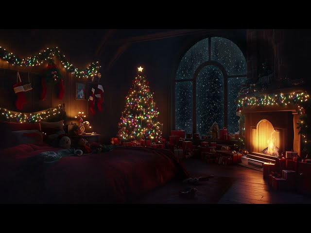 🎄Cozy Christmas Ambience ❄️Blizzard Outside🔥Crackling Fireplace Inside a Cozy Cottage