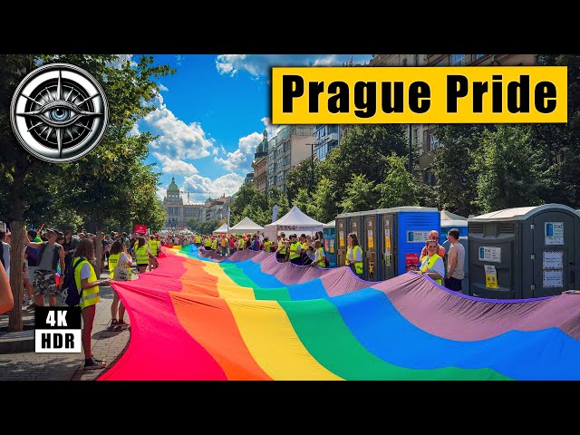 Prague Walking Tour of Pride Festival 2024 🇨🇿 Czech Republic 4K HDR ASMR