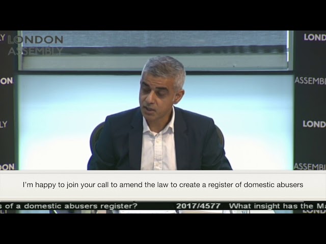 Mayor of London on working with the Assembly for the Domestic Abusers Register