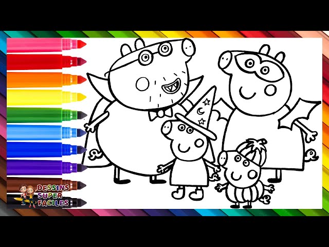 Dessiner et Colorier Peppa Pig et Sa Famille Pendant Halloween 🐷🎃👻🦇🕸️🧙‍♀️ Dessins pour Enfants