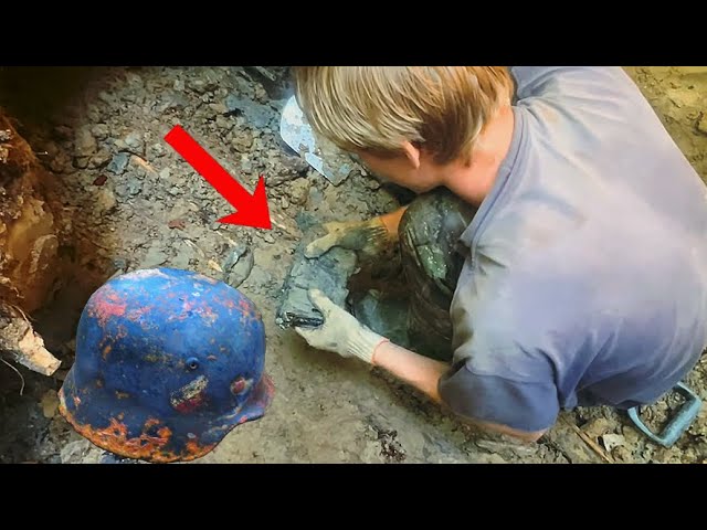 ARTIFACTS AND WEAPONS WERE FOUND IN A GERMAN WWII DUGOUT / WWII METAL DETECTING