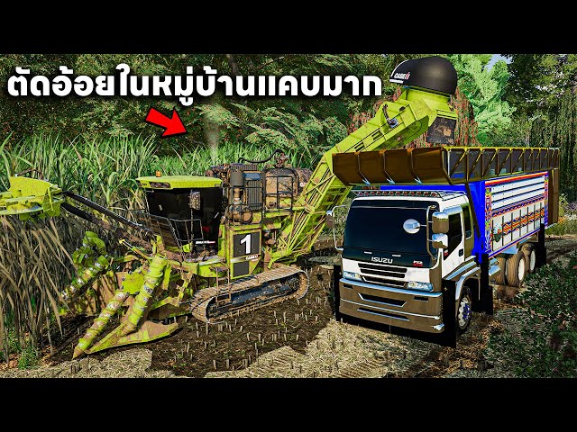 รถดั้ม 10 ล้อมาลากอ้อยในหมู่บ้านแคบมากๆแปลงเล็กด้วย | Farming Simulator 22