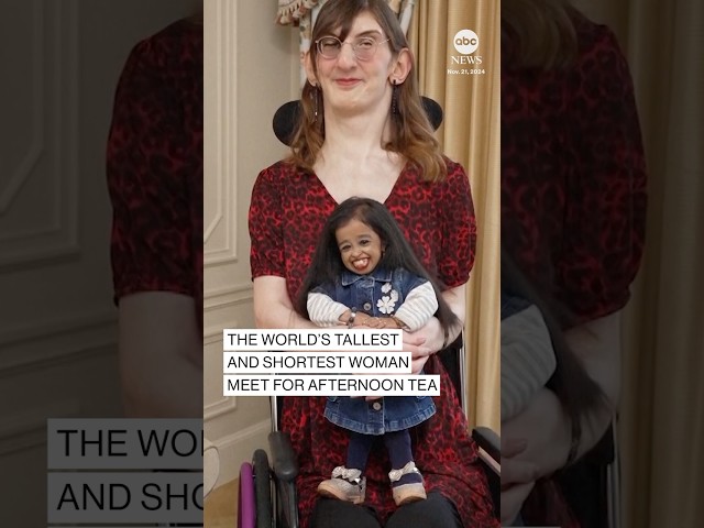 The world’s tallest and shortest woman meet for afternoon tea