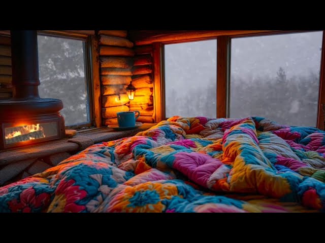 Stay in a warm wooden cabin, listen to the fierce snow and wind, and relax and fall asleep!