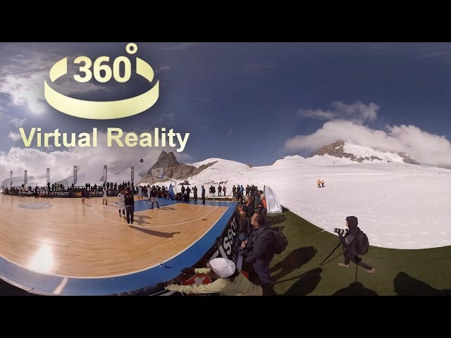 Tony Parker plays basketball at Jungfraujoch the Top of Europe in virtual reality