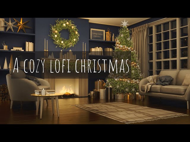 A Snowy Day with a Crackling Fire and Sparkling Christmas Tree 🎄 A Lofi Holiday Music Mix | 4K