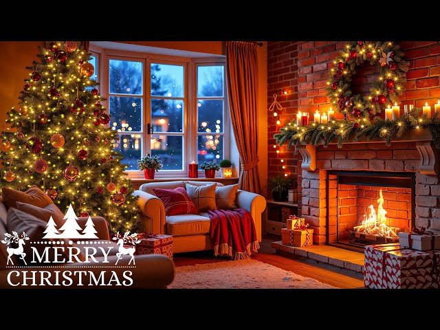 Traditional Christmas Music Instrumentals 🎅 Crackling Fireplace Sounds🔥Christmas Ambience