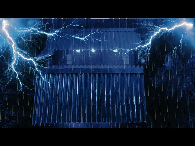 Heavy Rain for Sleeping & Distant Thunderstorm on Metal Roof | Perfect for Deep Sleep Therapy