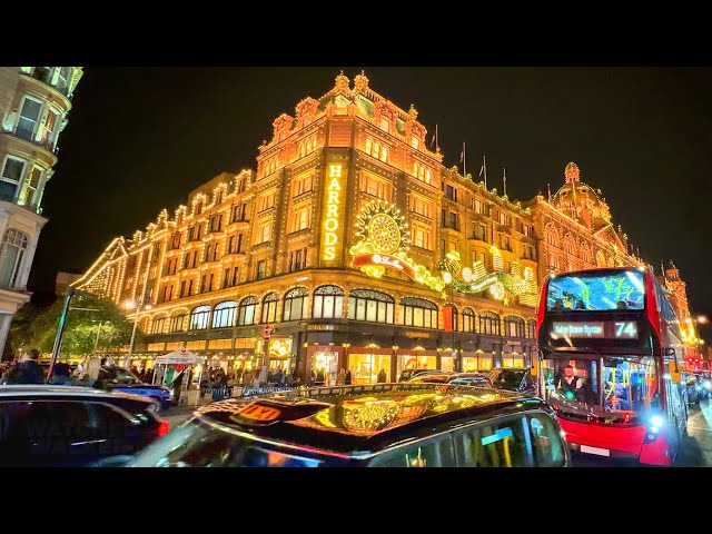 2024 London Christmas Lights & Windows ✨ Harrods & Harvey Nichols, Knightsbridge 🎄 4K HDR