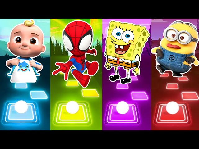 Cocomelon 🆚 Spider Man 🆚 SpongeBob 🆚 Minions - Tiles Hop EDM Rush!